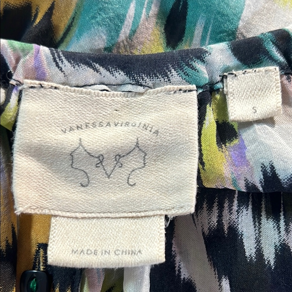 Vanessa Virginia EC blouse from Anthropologie, colorful ikat print. Size small - Picture 2 of 6